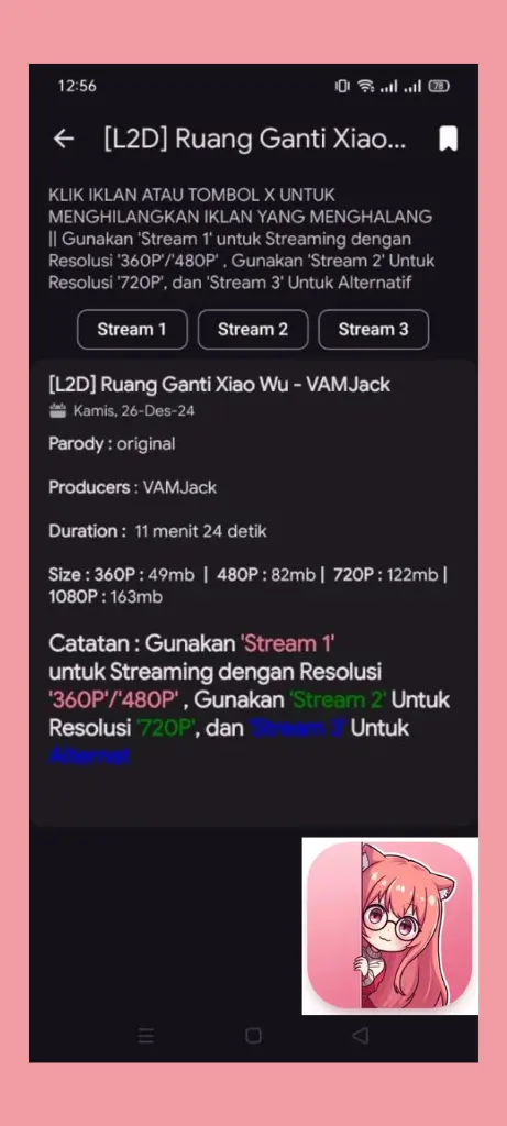 Kucing Apk 3 Kucing APK anime details page displaying episode information and streaming options