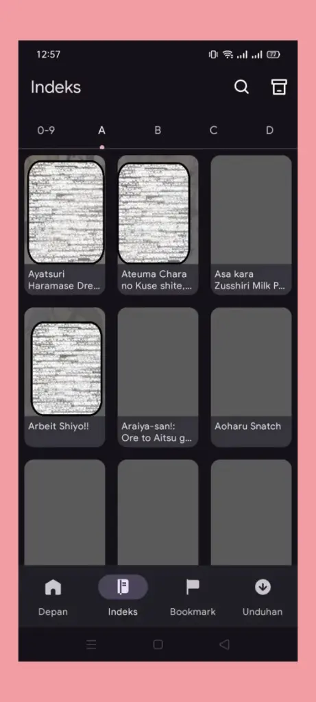 Kucing Apk 4 Kucing APK home screen showing anime categories and latest anime library