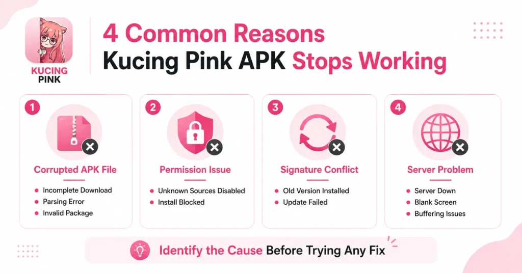 Kucing Pink APK Not Working? 7 Proven Fixes That Actually Work (2026) 1 4 Comman reason kucing pink apk not working